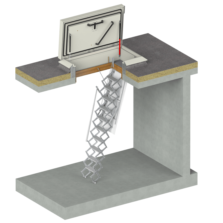 Staka Roof access hatch with retractable ladder